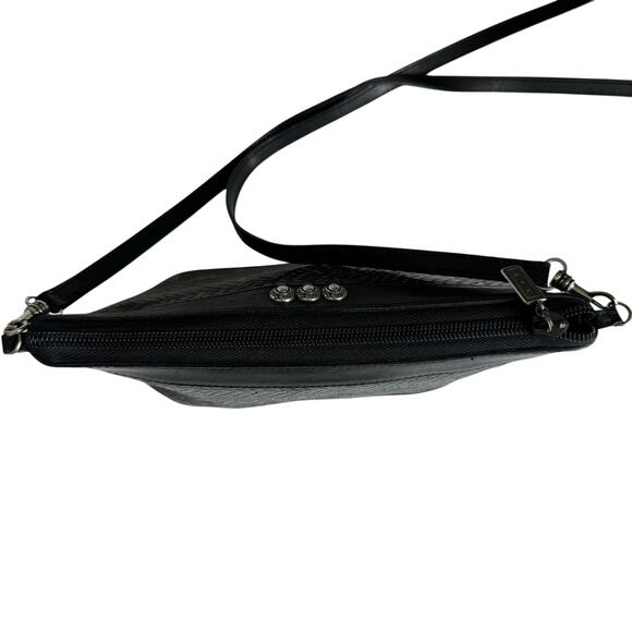 BRIGHTON Purse Black Leather Snakeskin  Crossbody Convertible Clutch Bag - Picture 6 of 10